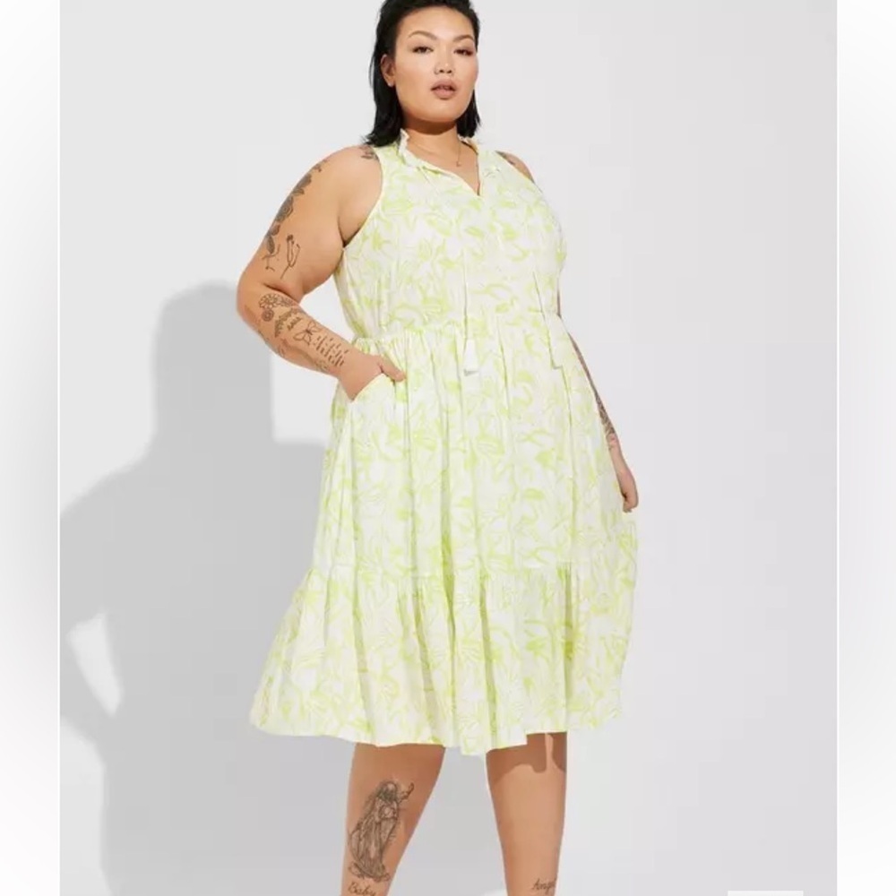 Torrid Midi Wash Gauze Tiered Dress 2X NEW